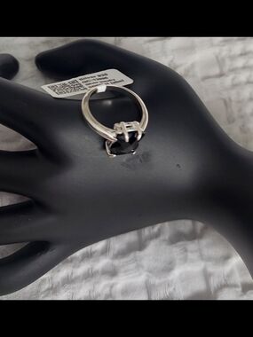 Tous Silver Ring with Black Solitaire Stone